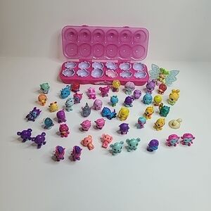 Hatchimals CollEGGtibles Lot of 45 Mini Figures, 1 Large Figure & Case